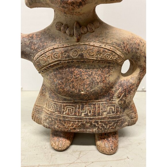 Vintage 1973 Souriant Dancer Terracotta Mayan Figurine Female Made In Mexico - Picture 5 of 9